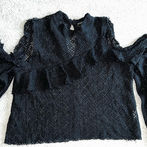 Zara Black Lace Cold Shoulder Blouse - Picture 2 of 7